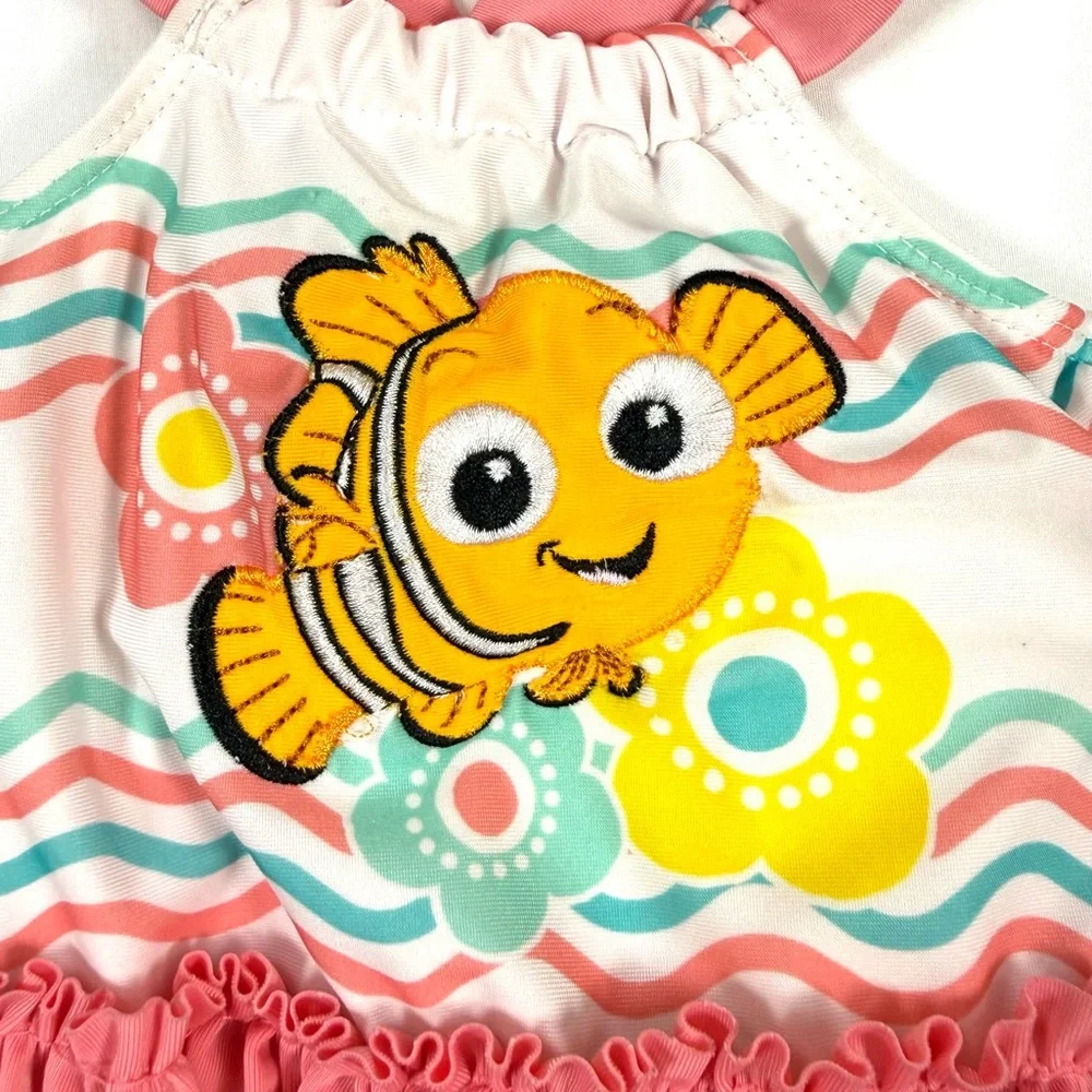 DISNEY BABY Girls Finding Nemo Swimsuit 3-6M Ruffle One Piece Baby Swim Tropical